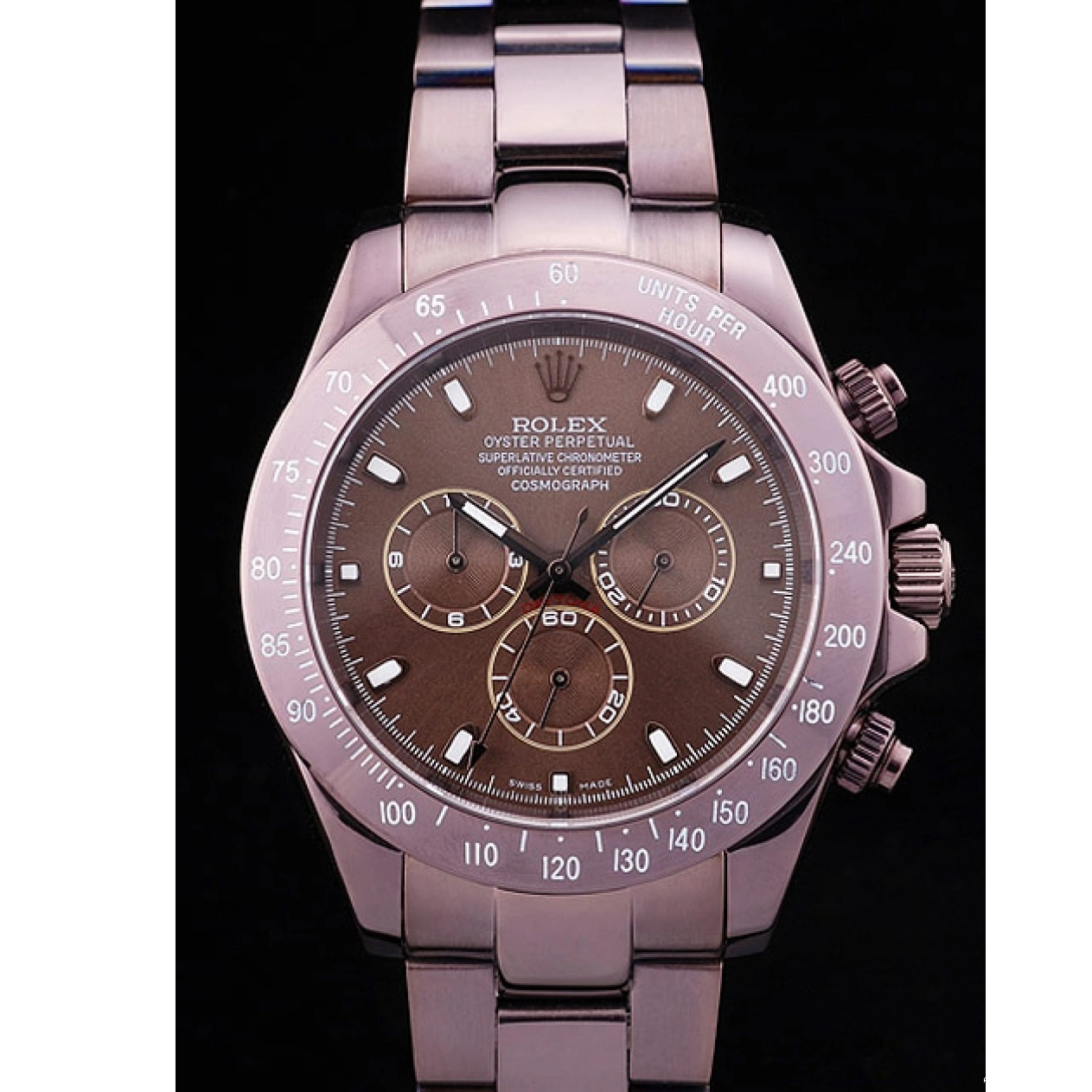 Aaa replica watch Steel Bezel Brown Copper Rolex Daytona Dial 7477 Stainless 0815